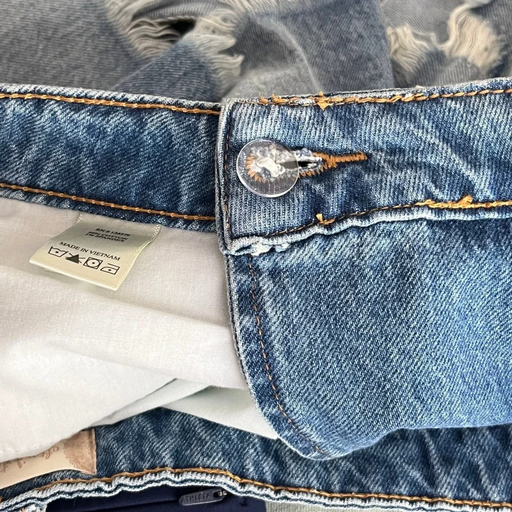 Altard State Sneak Peek Crossover Denim Shorts Distressed Frayed Wash‎ Blue M